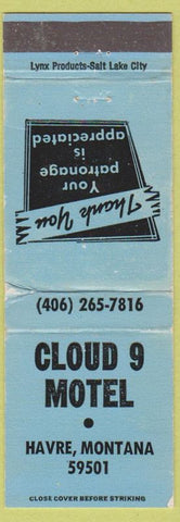 Matchbook Cover - Cloud 9 Motel Havre MT WEAR