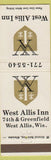 Matchbook Cover - West Allis Inn West Allis WI WEAR