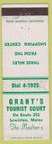 Matchbook Cover - Grant's Tourist Court Lewiston ME