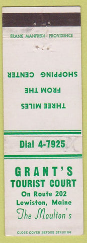 Matchbook Cover - Grant's Tourist Court Lewiston ME