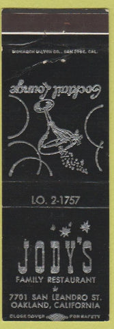 Matchbook Cover - Jody's Family Restaurant Oakland CA