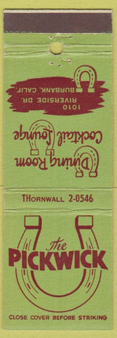 Matchbook Cover - The Pickwick Burbank CA horse shoe