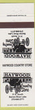 Matchbook Cover - Haywood Country Store Barren River Lake Lucas KY
