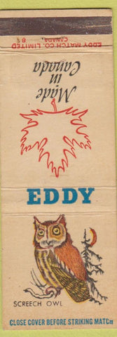 Matchbook Cover - Eddy Matches Screech Owl WEAR