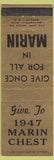 Matchbook Cover - 1947 Marin Chest Boy Scounts YMCA CA?