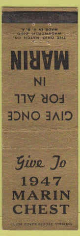 Matchbook Cover - 1947 Marin Chest Boy Scounts YMCA CA?