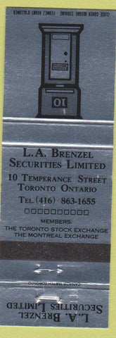 Matchbook Cover - La Brenzel Securities Toronto ON banking