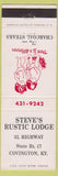 Matchbook Cover - Steve's Rustic Lodge Covington KY