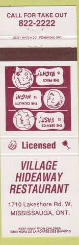 Matchbook Cover - Village Hideaway Restaurant Mississauga ON