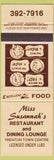 Matchbook Cover - Miss Susannah's Restaurant Trenton Town Centre ON