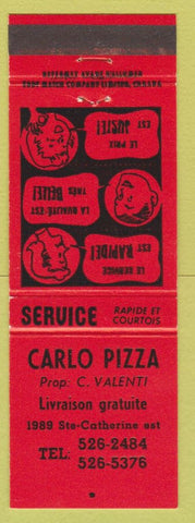 Matchbook Cover - Carlo Pizza Montreal? QC