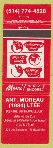 Matchbook Cover - Ant Moreau Leather Goods Shoes St Hyacinthe QC
