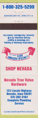 Matchbook Cover - Nevada True Value Hardware Nevada IA
