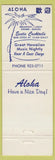 Matchbook Cover - Blue Dolphin Room Outrigger Hotel Waikiki Hawaii