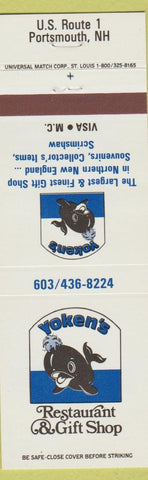 Matchbook Cover - Yoken's Restaurant Portsmouth NH whale
