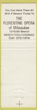 Matchbook Cover - Florentine Opera Milwaukee WI 1979-80