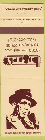Matchbook Cover - Bogart's Fairfax VA Humphrey Bogart
