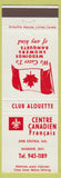 Matchbook Cover - Centre Canadian France Windsor ON