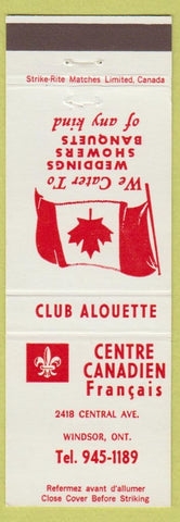 Matchbook Cover - Centre Canadian France Windsor ON