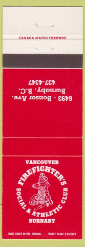 Matchbook Cover - Firefighter's Social Athletic Club Vancouver Burnaby BC