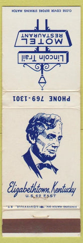 Matchbook Cover - Lincoln Trail Motel Restaurant Elizabethtown KY Abraham WEAR