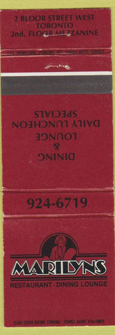 Matchbook Cover - Marilyn's Restaurant Toronto ON Marilyn Monroe