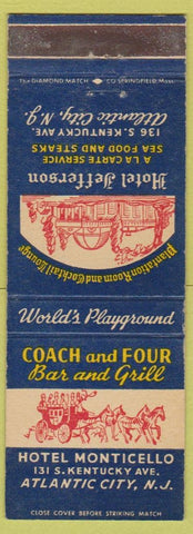 Matchbook Cover - Coach and Four Bar Grill Atlantic City NJ