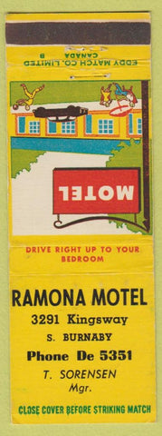 Matchbook Cover - Ramona Motel S Burnaby BC