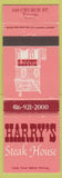 Matchbook Cover - Harry's Steak House Toronto ON