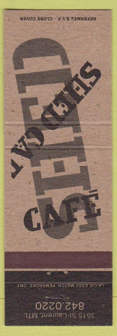 Matchbook Cover - Shed Cafe Montreal QC