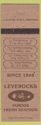 Matchbook Cover - Leverocks Seafood ST Petersburg Madeira Pinellas Park FL