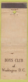 Matchbook Cover - Boys Club of Washington DC WORN