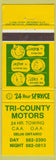 Matchbook Cover - Tri County Motors Deli ON towing
