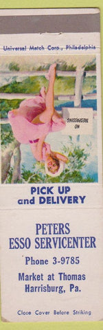 Matchbook Cover - Peters Esso oil gas Harrisburg PA pinup