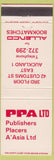 Matchbook Cover - Publishers Placers Auckland New Zealand