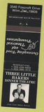 Matchbook Cover - Three Little Bakers Dinner Theatre Wilmington DE