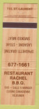 Matchbook Cover - Restaurant Rachel BBQ ST Laurent QC?