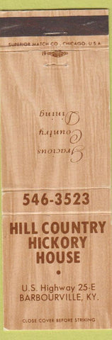 Matchbook Cover - Hill Country Hickory House Barbourville KY