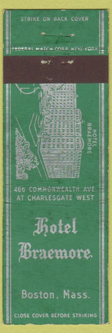 Matchbook Cover - Hotel Braemore Boston MA Federal