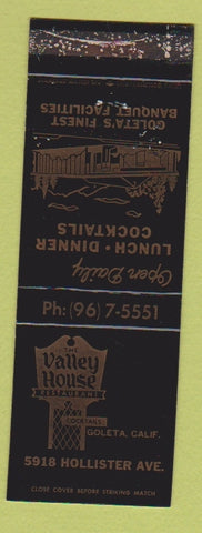 Matchbook Cover - Valley House Restaurant Goleta CA WORN