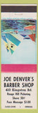 Matchbook Cover - Joe Denver's Barber Shop Rouge Hill Pickering ON
