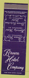 Matchbook Cover - Brown Hotel Louisville KY Kentucky Hotel