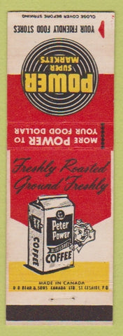 Matchbook Cover - Power Super Markets Peter Power Coffee