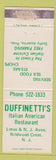 Matchbook Cover - Duffinetti's Italian Restaurant Wildwood Crest NJ WEAR