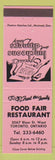 Matchbook Cover - Food Fair Restaurant Toronto ON