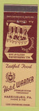 Matchbook Cover - Hotel Warner Harrisburg PA