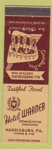 Matchbook Cover - Hotel Warner Harrisburg PA