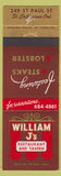 Matchbook Cover - William J's Restaurant St Catharines ON