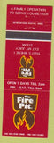 Matchbook Cover - The Fire Pit Steaks Tornton ON Kingston Peterborough