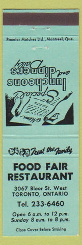 Matchbook Cover - Food Fair Restaurant Toronto ON green